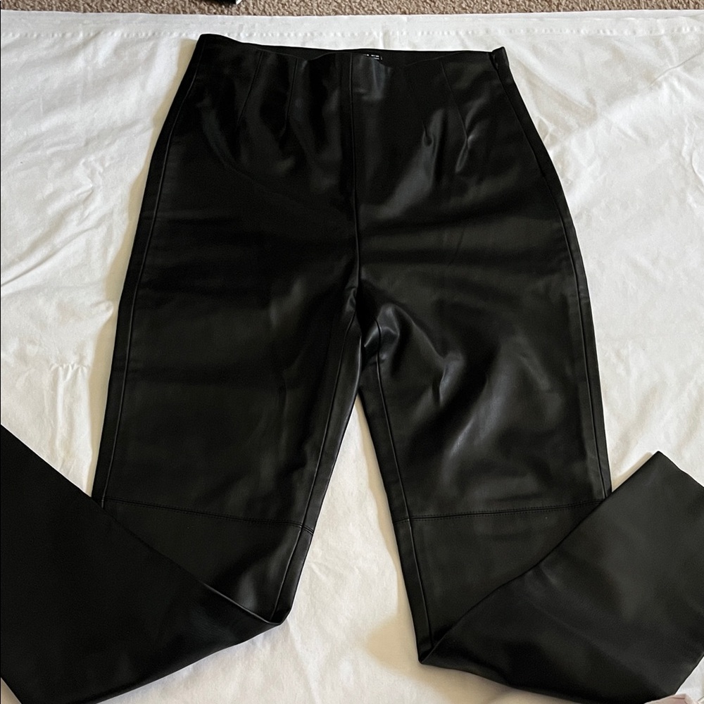 Zara Black Leather-Style Trousers